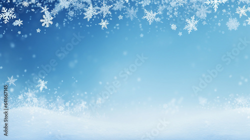 Delicate Snowflakes on Blue Sky Merry Christmas Background, with copy space © Катерина Євтехова
