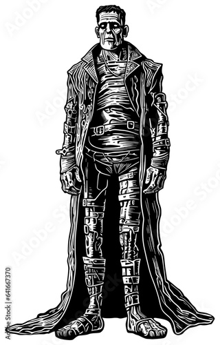 Frankenstein Monster Woodcut