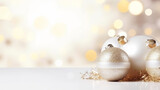 Elegant White Christmas Decorations Merry Christmas Background, with copy space