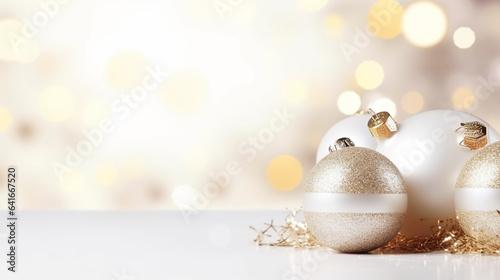 Elegant White Christmas Decorations Merry Christmas Background, with copy space
