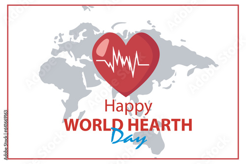 Vector template for world heart day 29 September for poster, greeting card, banner and social media post