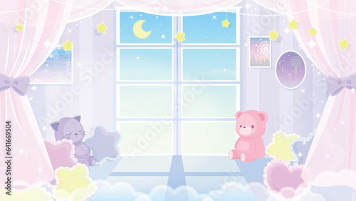 ゆめかわいい部屋の背景素材