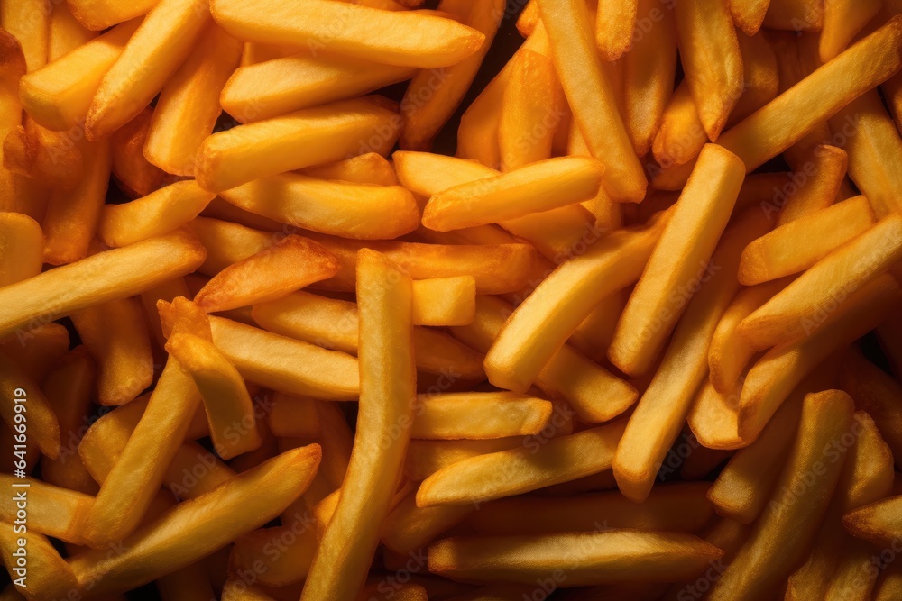 Heap of yummy french fries as textured background, full frame, top view. Heap of yummy french fries as textured background, full frame, top view.