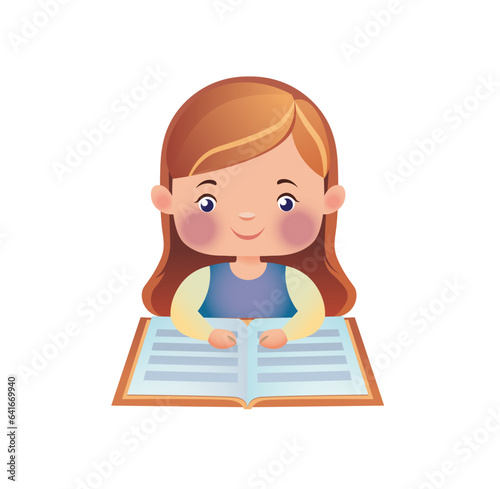 vector illustration of a girl with a notebook