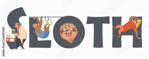 Sloth Laziness Text Composition