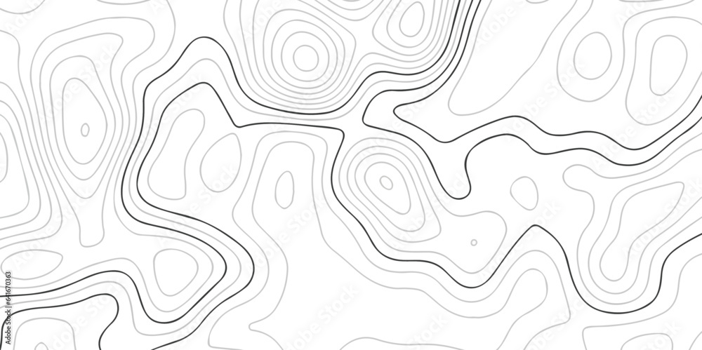 Topographic line contour map background, geographic grid map abstract backdrop. Black on white contours vector topography stylized height of the lines. Topographic contour map. 