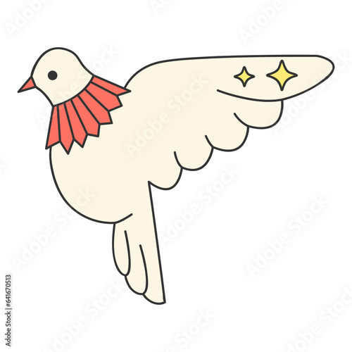 Magicians white pigeon line filled illustration
