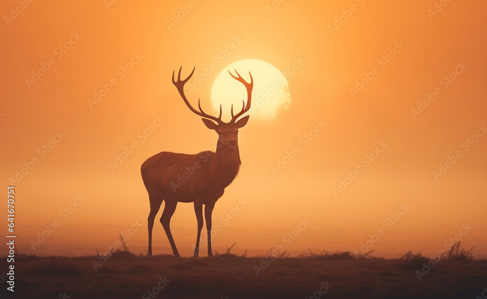 silhouette of a deer at sunset silhouette of a deer at sunset
