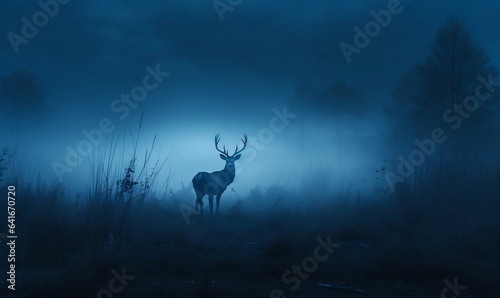 Deer Silhouetted Against Moonlit Backdrop © lovephotos