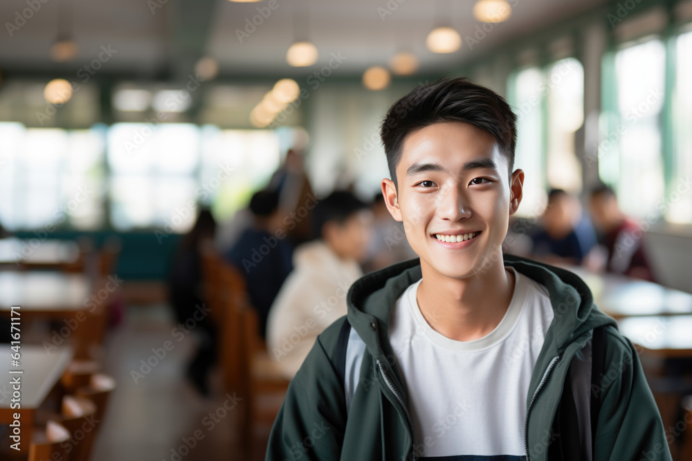 Fototapeta premium Happy asian student in classroom of college