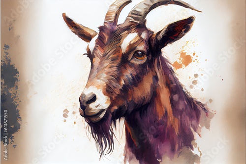 Brown billy goat portrait illustration photo
