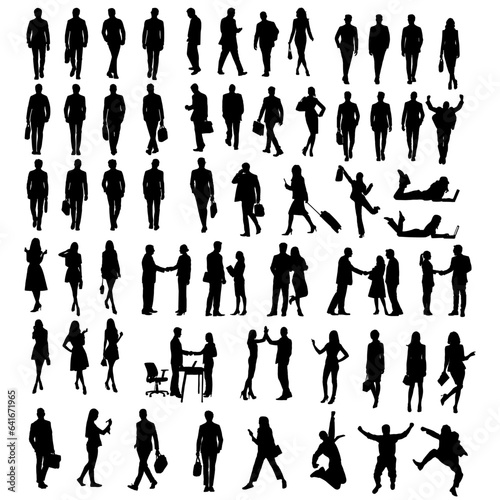 silhouettes of people business set illustration vector