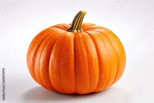Single orange Pumpkin on white background. Perfect pumpkin for Halloween.