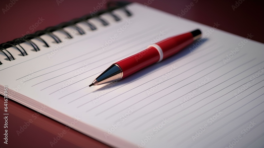 A pen on a piece of writing paper. A pen on a piece of writing paper.