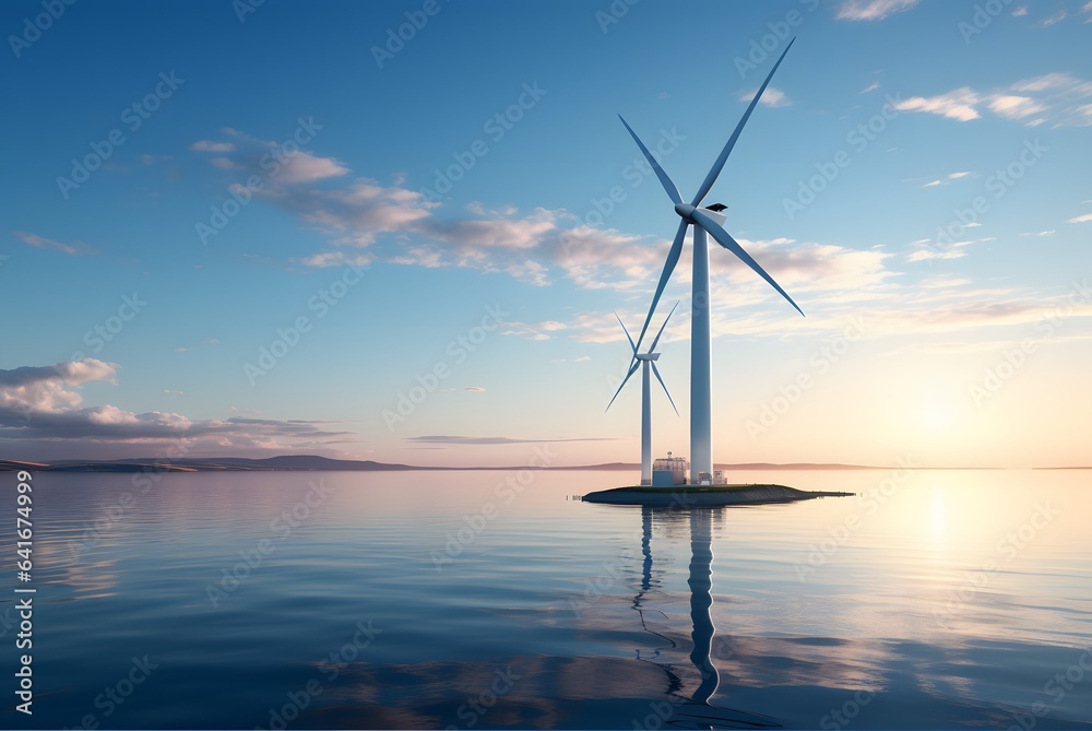 Offshore Wind Turbine Where Generate Renewable energy from the sea.