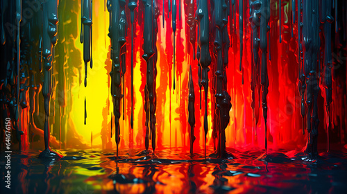 Drips of neon paint from an over-saturated brush, forming luminescent stalactites