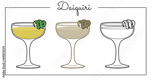 Alcohol drinks line art illustration. Vector illustration Daiquiri