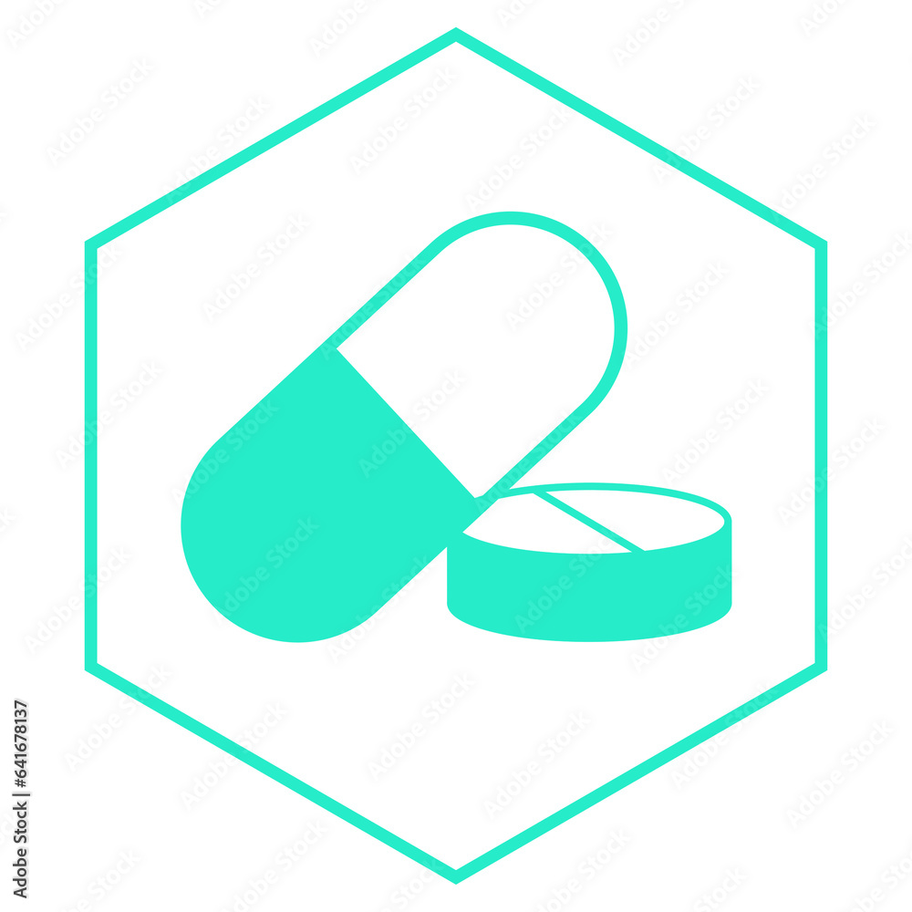 green mint medical pills hexagon frame icon green mint medical pills hexagon frame icon