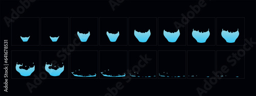 Water drooping animation. 2d cartoon water drooping frame. Rain droop classic animated effect.