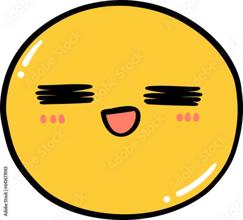 Cute shy emoji, emoticon doodle outline 