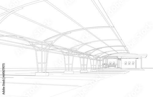 3D illustration of parking and carport