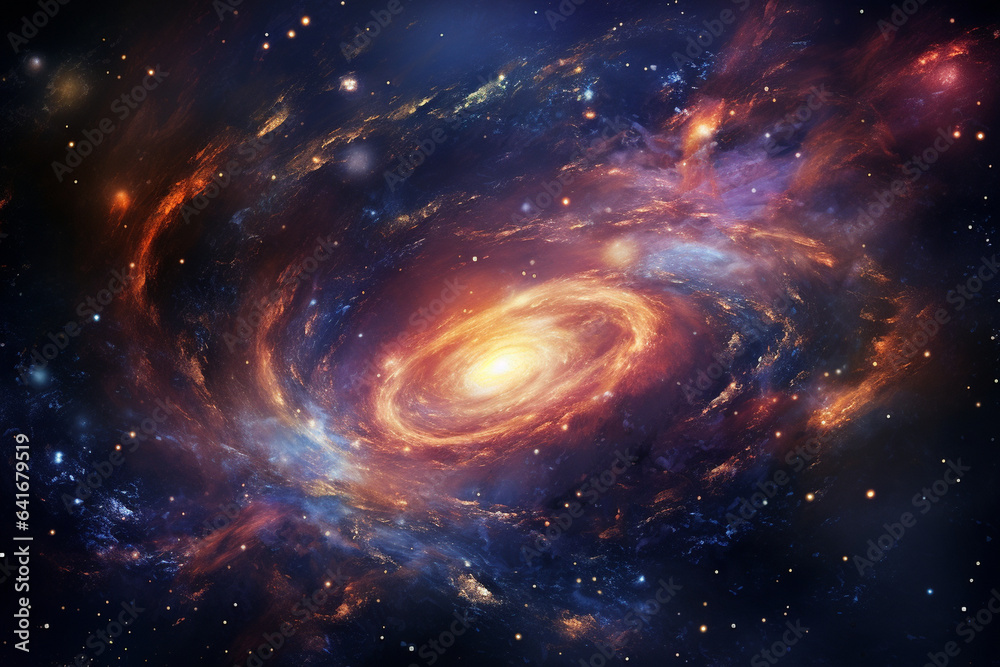 Visualization of swirling galaxies in the cosmos, reflecting the grand scale metamorphosis and creation of celestial bodies, love and creation Visualization of swirling galaxies in the cosmos, reflecting the grand scale metamorphosis and creation of celestial bodies, love and creation