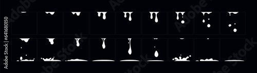 Water drop animation. 2d cartoon water drooping frame. Raindrop classic animated effect.