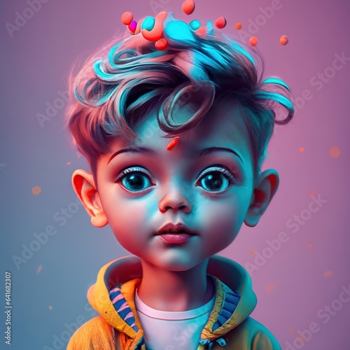 3D avatar, Portrait of a cute little boy in a jacket