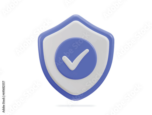 Right mark with protect shield 3d rendering vector icon