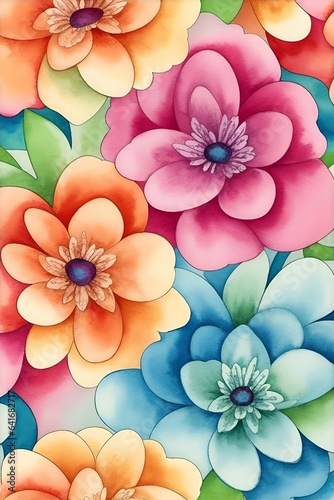 Bright flowers background. AI generated illustration