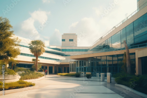 Hospital Facade: A Serene Architectural View