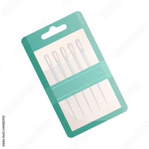 Vector illustration of sewing needles packing