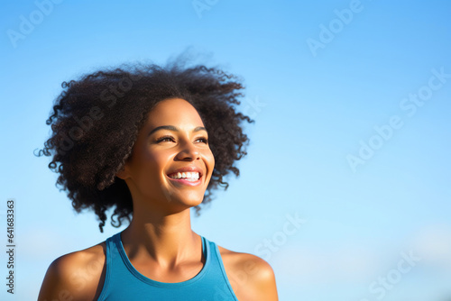 Smiling Black Woman After Marathon