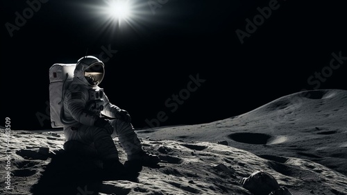 Astronaut sitting on the moon