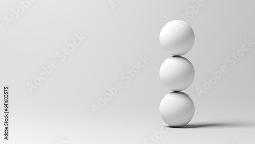 Balance. Three white spheres. 3d illustration. photo