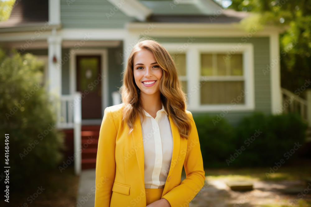 Cheerful 25-Year-Old Realtor Presenting Property