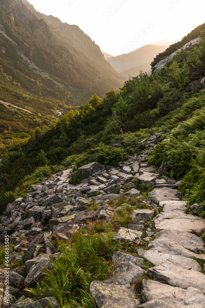Alpine trail in Tatra Mountains, Poland at summer. Scenic landscape and nature