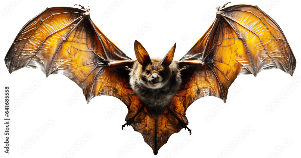 Bat in flight. Wing flap. Isolated transparent background. Generative Ai	 - obrazy, fototapety, plakaty 