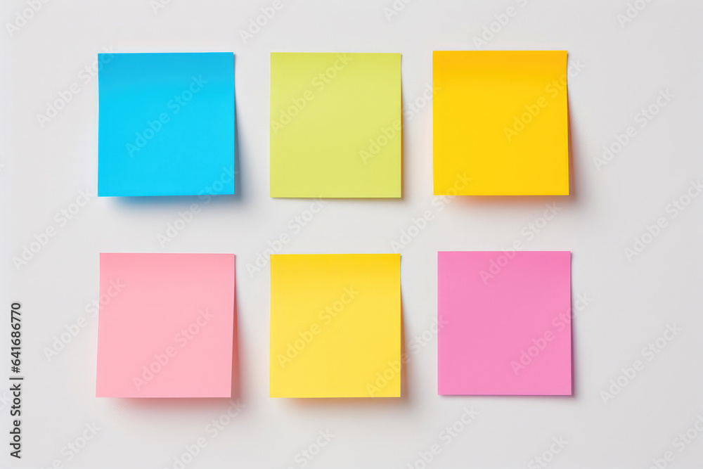 Blank Post-It Notes on White Surface from Above