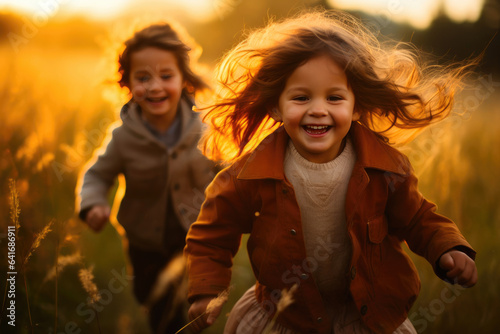 Joyful Kids Embracing Nature's Playground