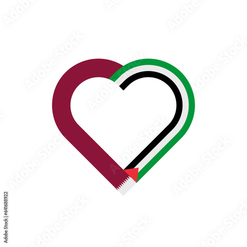 peace concept. heart ribbon icon of qatar and palestine flags. vector illustration isolated on white background