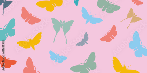 Pastel moths background, Moth background vector, Butterfly background vector