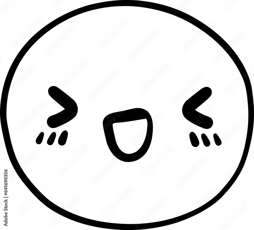 Cute Laughing emoji, emoticon doodle outline Cute Laughing emoji, emoticon doodle outline