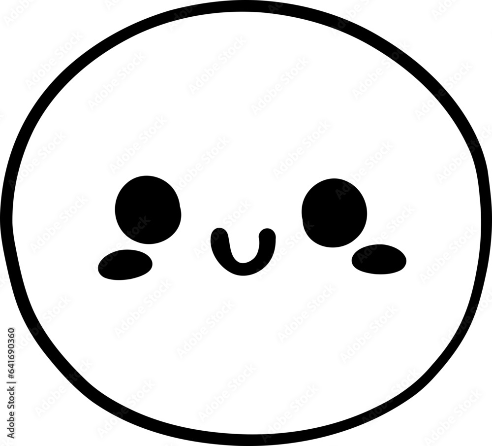 Cute Happy emoji, smiley emoticon doodle outline Cute Happy emoji, smiley emoticon doodle outline