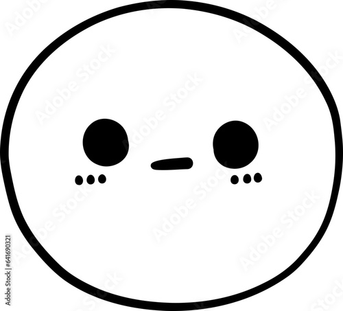 Cute meh emoji,  smiley emoticon doodle outline 