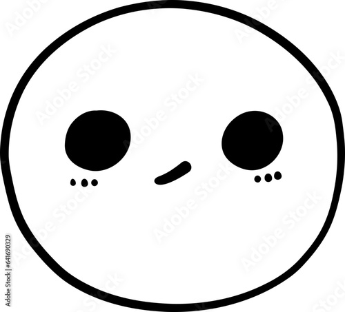 Cute sad emoji, smiley emoticon doodle outline  photo