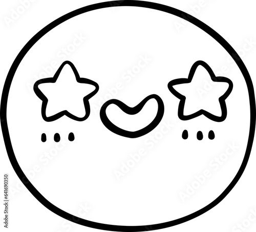 Cute excited emoji, smiley emoticon doodle outline  photo