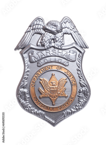 Police Marshal U.S badge isolated on white background photo
