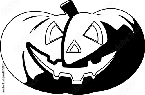 This is the image or symbol that stands for Halloween. A really big pumpkin with a really frightening face.Linear style.