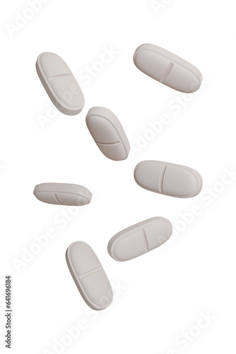 Konstfotografi 3D Rendering bottle white pill long transparent